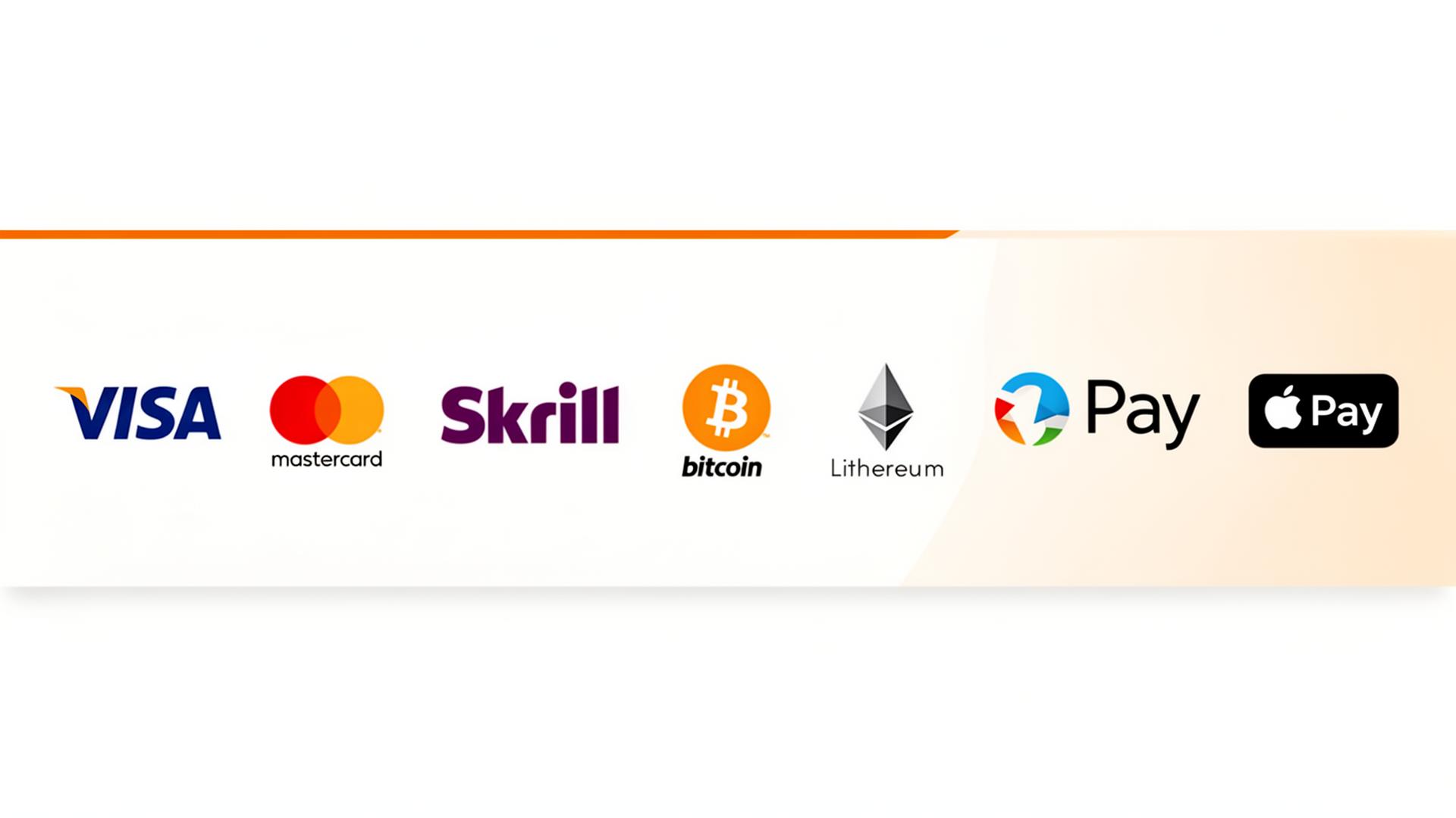 Accepted payment methods at Boho Casino including Visa, Mastercard, Skrill, Neteller, Bitcoin, Ethereum and Apple Pay